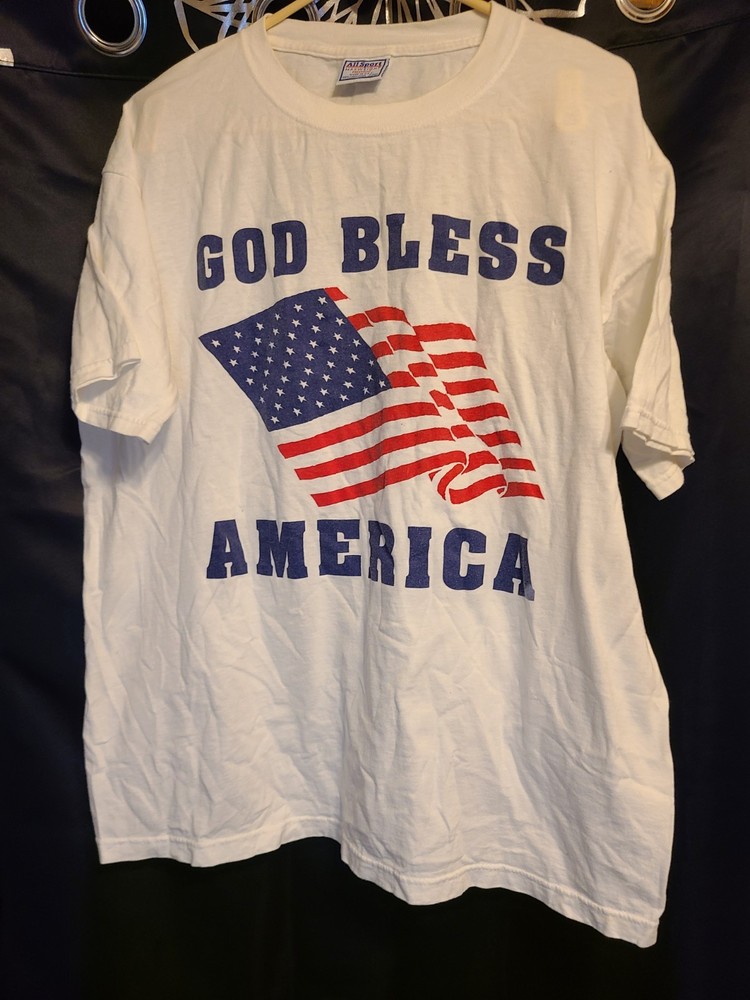 🇺🇸  Vintage Deadstock God Bless America Tee USA Flag Patriot XL