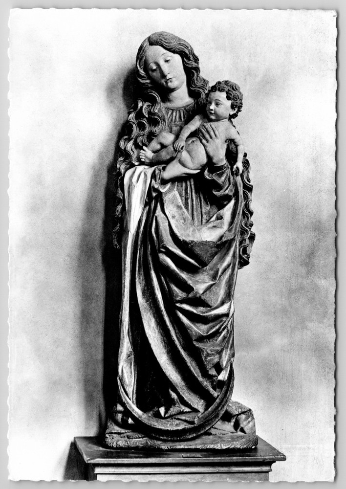 RPPC Virgin & Child of Niedermorschwihr Musee Unterlinden France Colmar Postcard