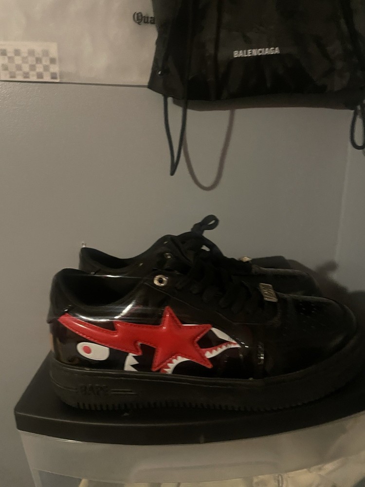 A Bathing Ape Bapesta Shark Star Black Red Men's Sneakers Streetwear