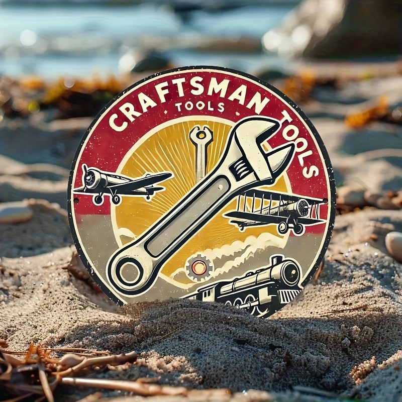 Vintage Craftsman Tools Tin Metal Sign Iron Wall Art with Wrench 8x8