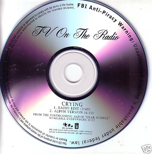 TV ON THE RADIO Crying 2TRX w/ RARE EDIT TST PRESS PROMO DJ CD single MINT 2008