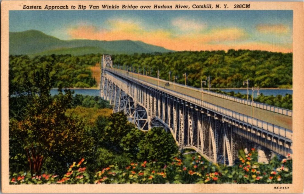Linen BRIDGE SCENE Catskill New York NY m/14 BB8127