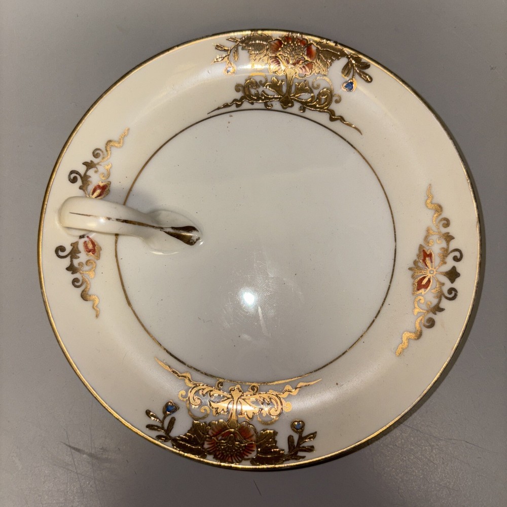 Vintage Noritake Lemon Dish Plate With Handle Lemon Tray Gold Gilt Flower Design