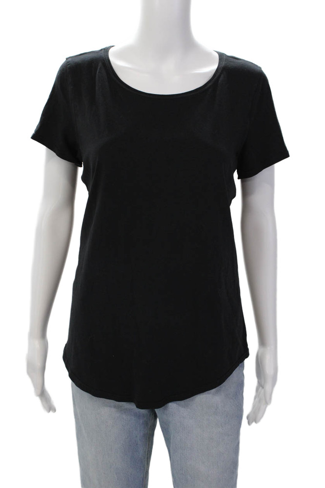 Lululemon Womens Basic Curved Hem Short Sleeve Round Neck T-Shirt Black Size 4Free Shipping in US $100+ Orders | $6.95 Orders Below