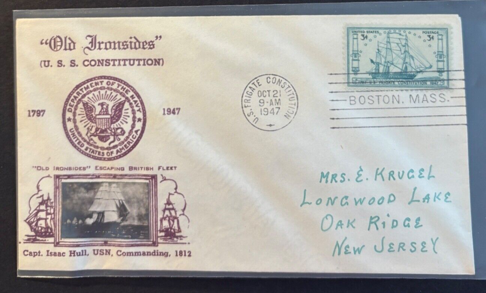 #951 USS Constitution single FDC with Crosby cachet, Lot A