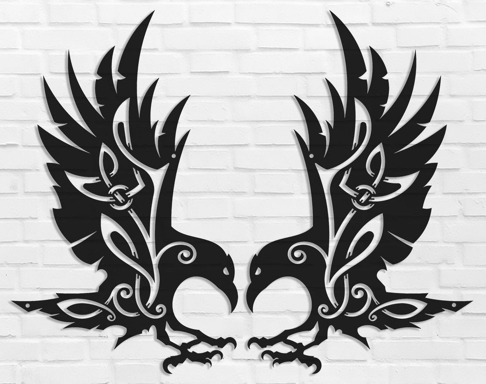Viking Raven Wall Decor Metal Crow Wall Art Gothic Home Decorations Celtic Ar...