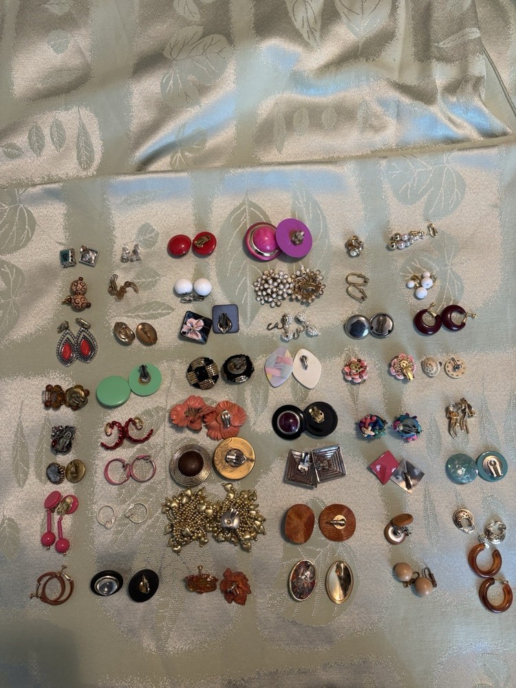 Lot Of 48 Clip on And Screwback Earrings Vintage To Now