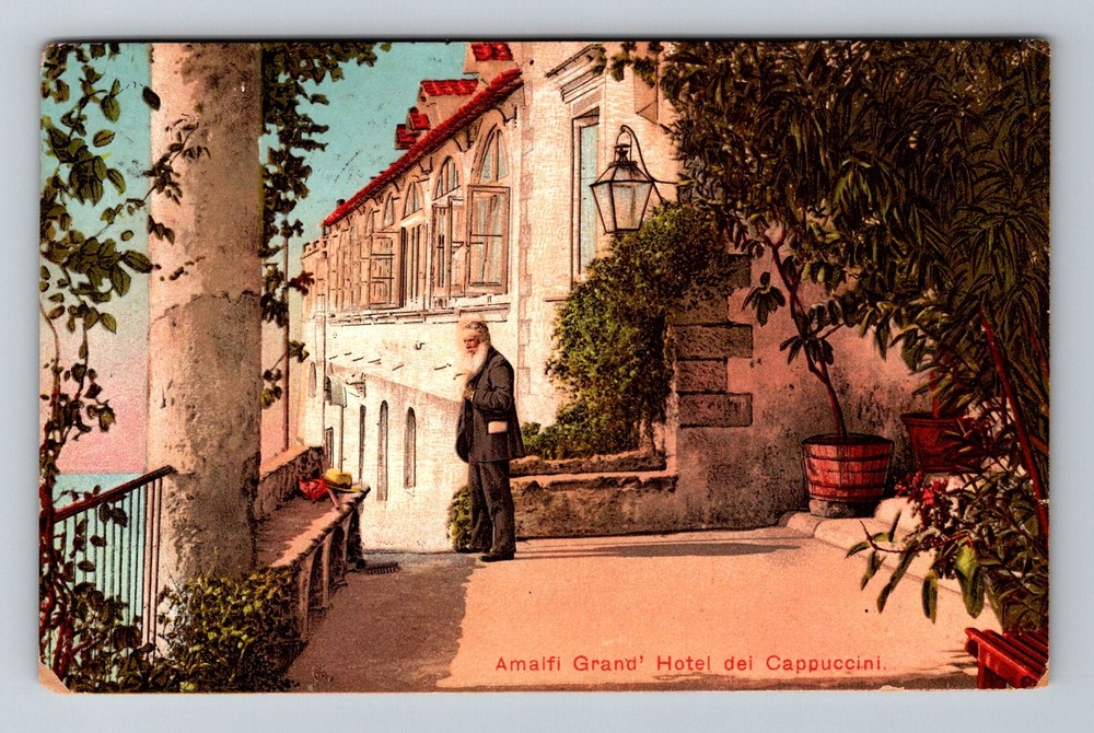 Italy- Amalfi Grand Hotel Cappuccini Italian Gentleman PC Vintage c1912 Postcard