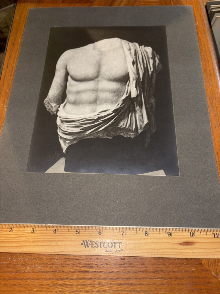 Vintage Torso of Youth Mounted Greek Sculpture Photo Olympia Museum Greece