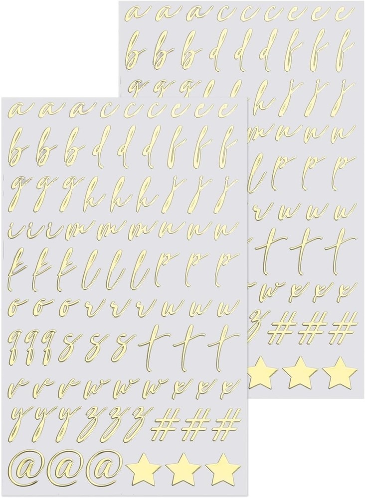 3D Gold Cursive Letter Stickers for Resin Nails by Meccanixity 3mm