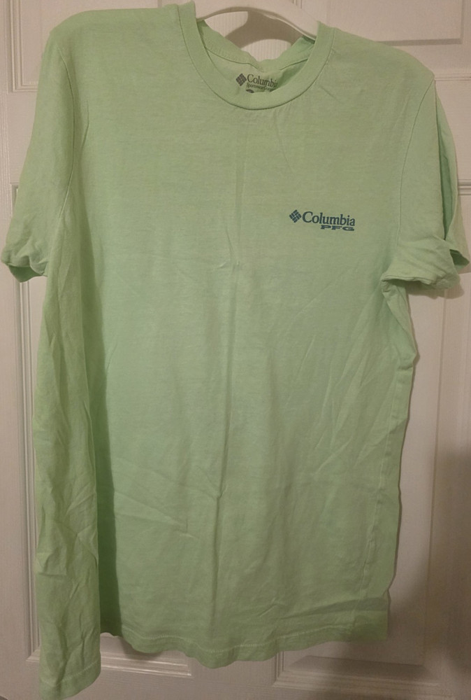 Columbia PFG Men’s M Green Fish Graphic Print Crew Neck Short Sleeve T-Shirt