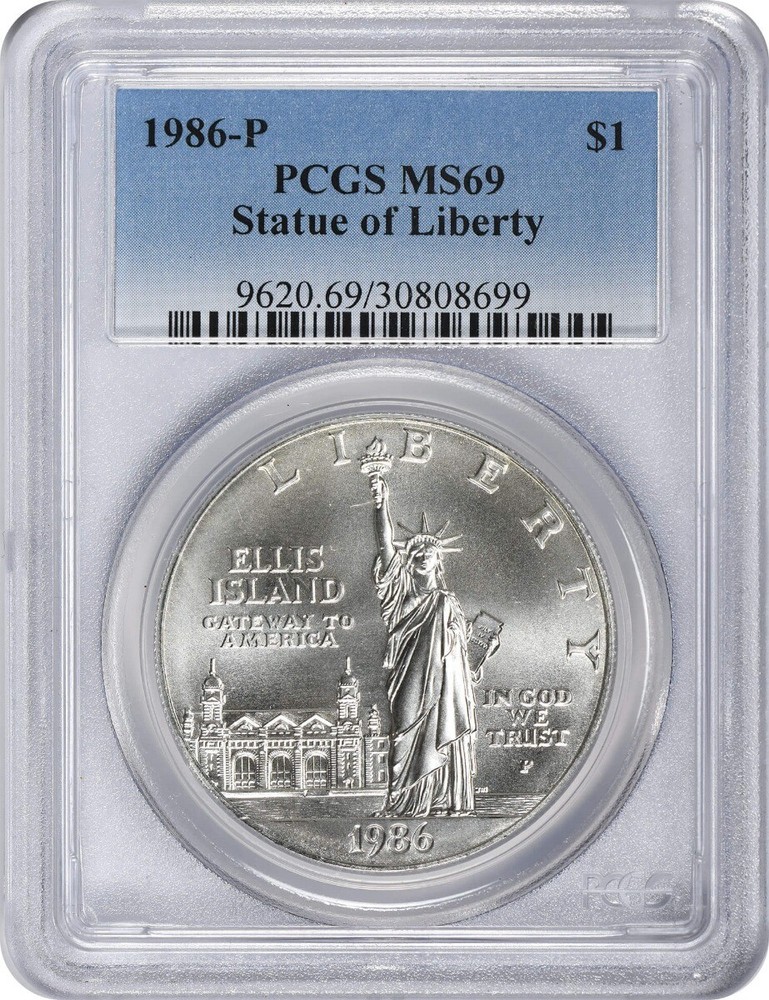 1986-P Statue of Liberty Silver Commemorative Dollar MS69 PCGS Mint State 69