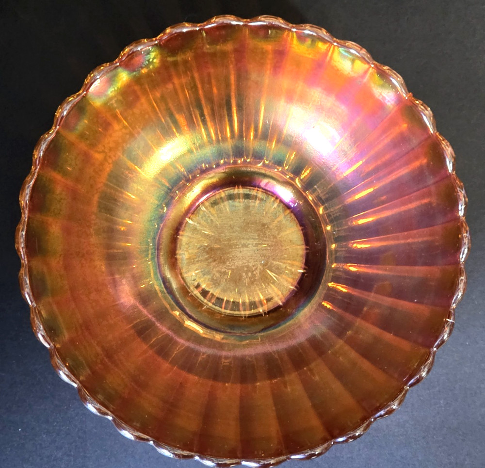 Imperial Iridescent Marigold Carnival Glass Pillar Flute 6