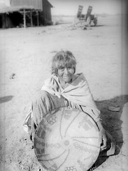 Apache Indian Woman Basket Maker Palomas Apache Indian Reservation - Old Photo