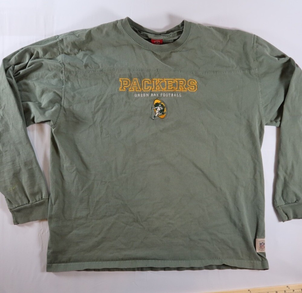Reebok Gridiron Classic Embroidered Green Bay Packers Long Sleeve Shirt Size XL
