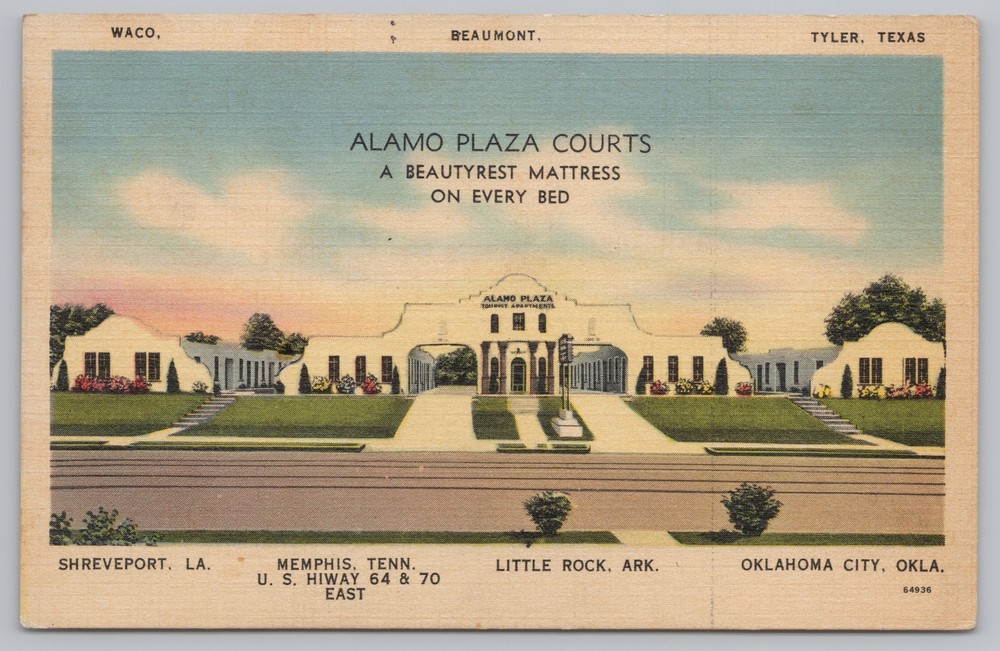 Roadside View~Alamo Plaza Courts Across Various States~Tichnor~Vintage Postcard