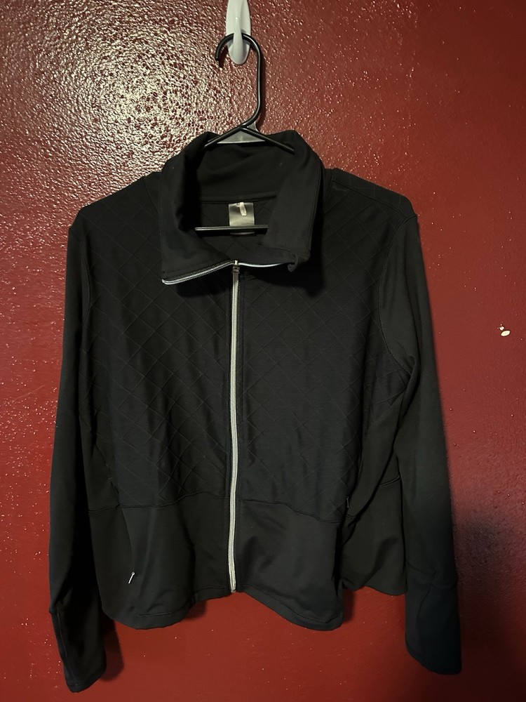 CALIA by Carrie Underwood Women's Black Full Zip Collared Track Jacket L