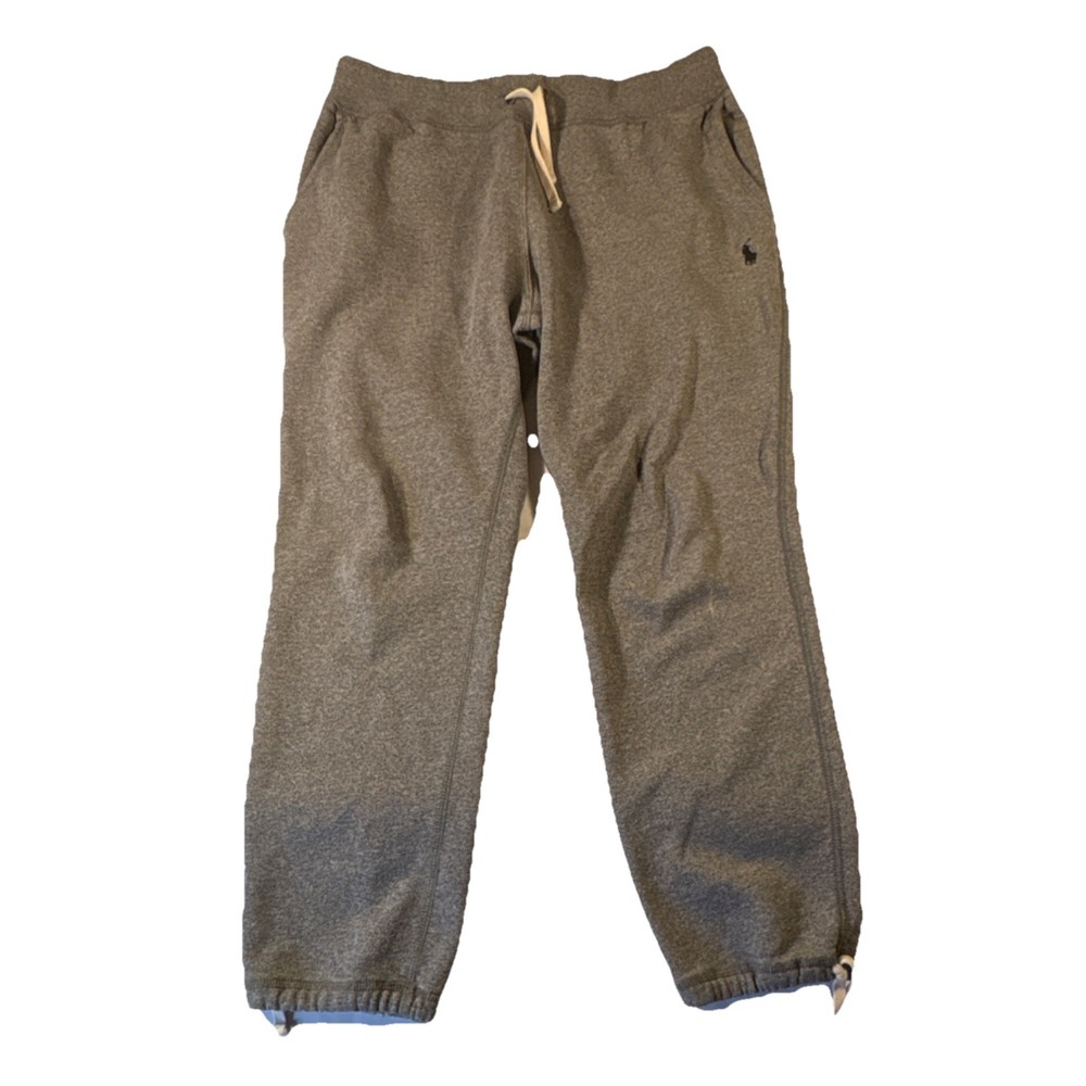 Polo Ralph Lauren Men's Gray Fleece Sweatpants M Drawstring Tapered Leg Pockets