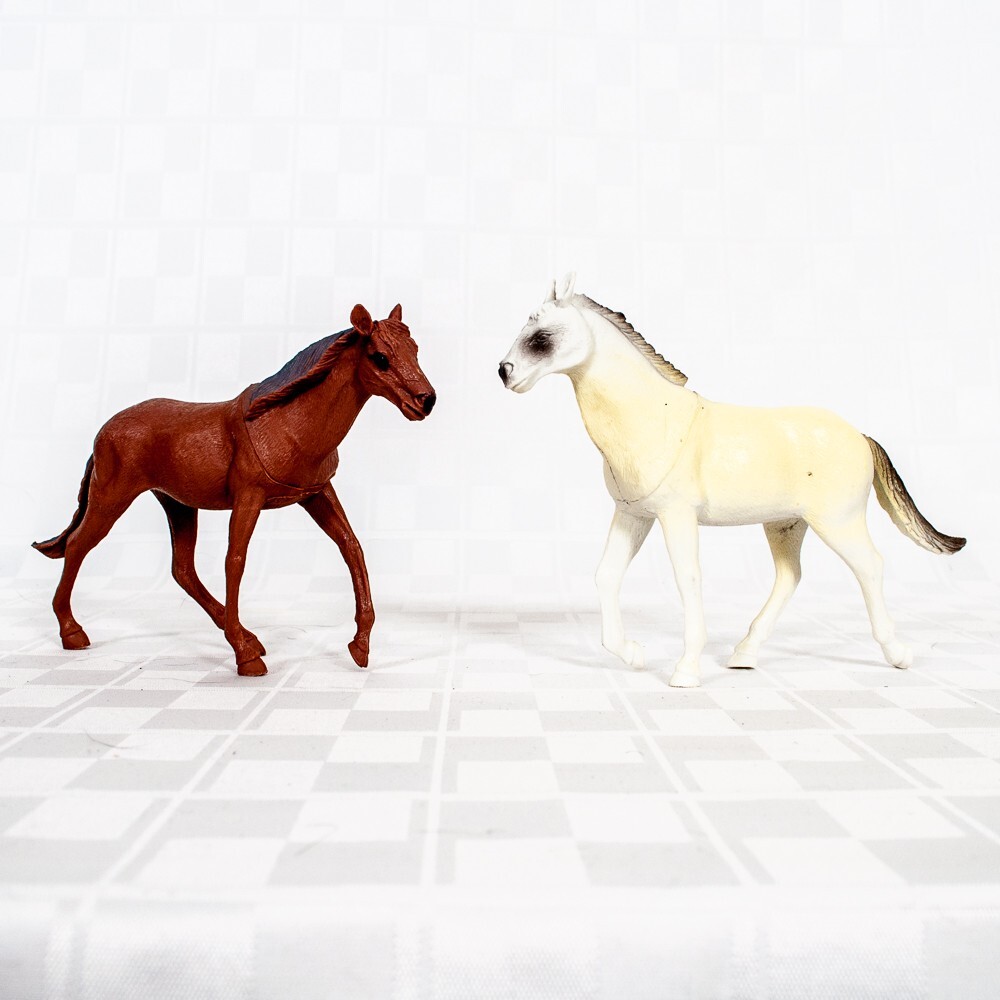 Greenbrier International Brown and White Horses Figurines Lot of 2