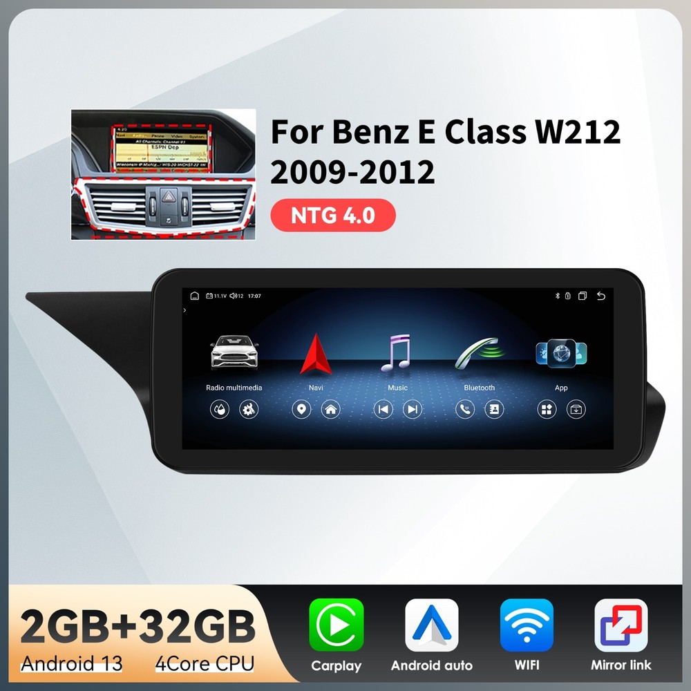Carplay Radio Android 14 GPS Navi For Mercedes Benz E-Class W212 E300 E350 09-12