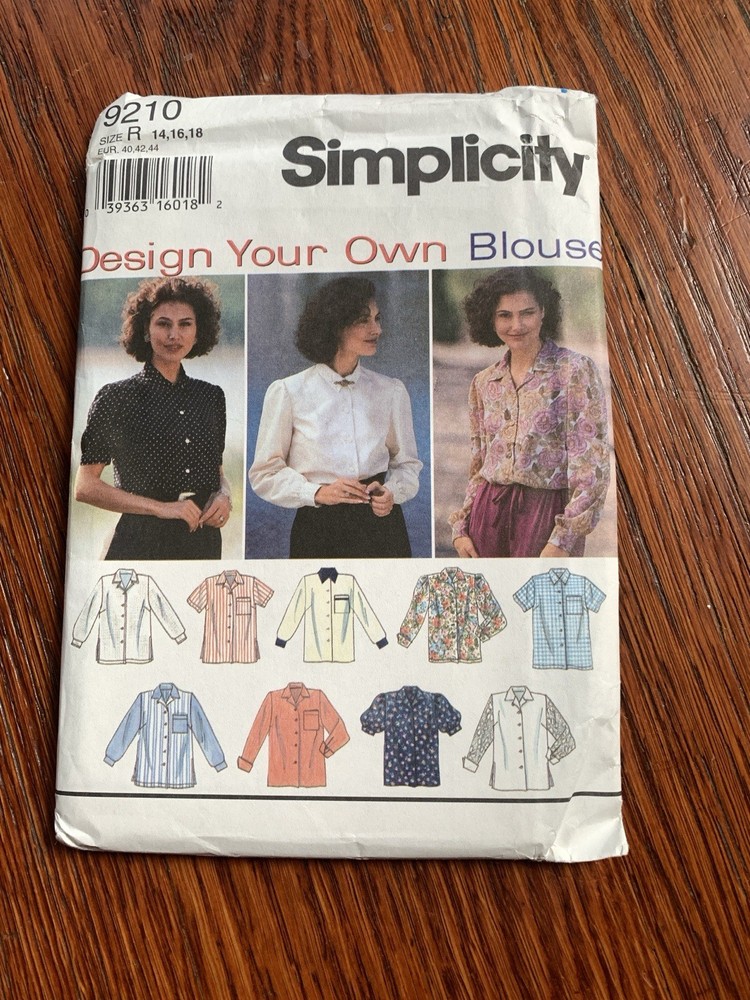VTG Simplicity Sewing Pattern Misses Button Front Blouse Design Own 14-16-18