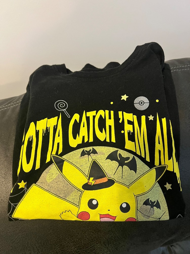 Pokemon Hybrid Pikachu Spooky Nights Kids TShirt Black Graphic Tee Medium Size 8