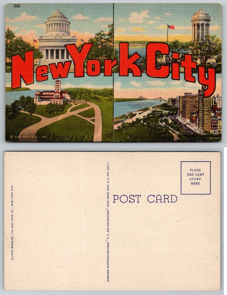 Vintage New York City Linen Postcard - Grant's Tomb, Riverside Drive, 1930s