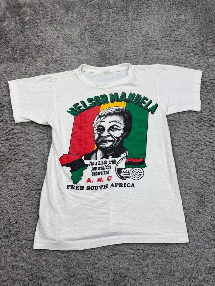 Vtg Nelson Mandela Shirt Adult Medium ANC Free South African Black Rights 80s