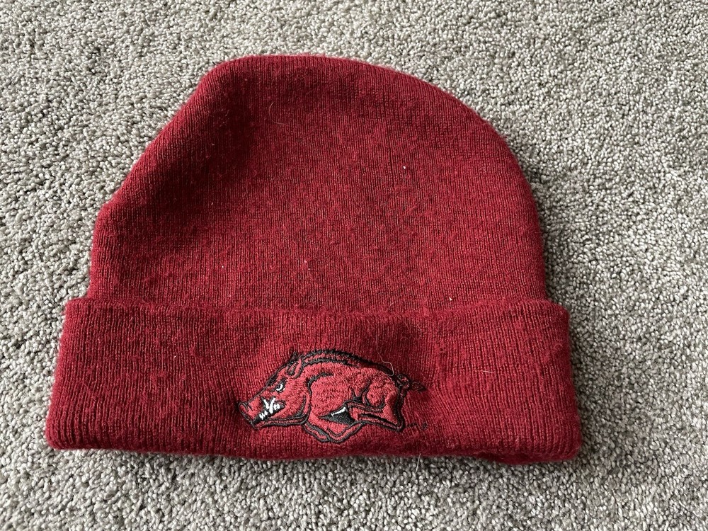 Arkansas Razorbacks Hat Cap Youth Boys Maroon Starter NCAA Football Beanie Y2K
