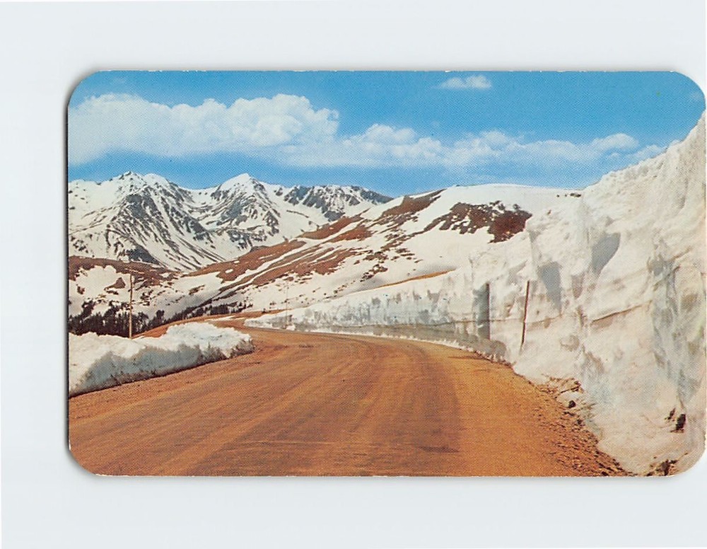Postcard Snow banks on the Trail Ridge Road Rocky Mountain National Park CO USA