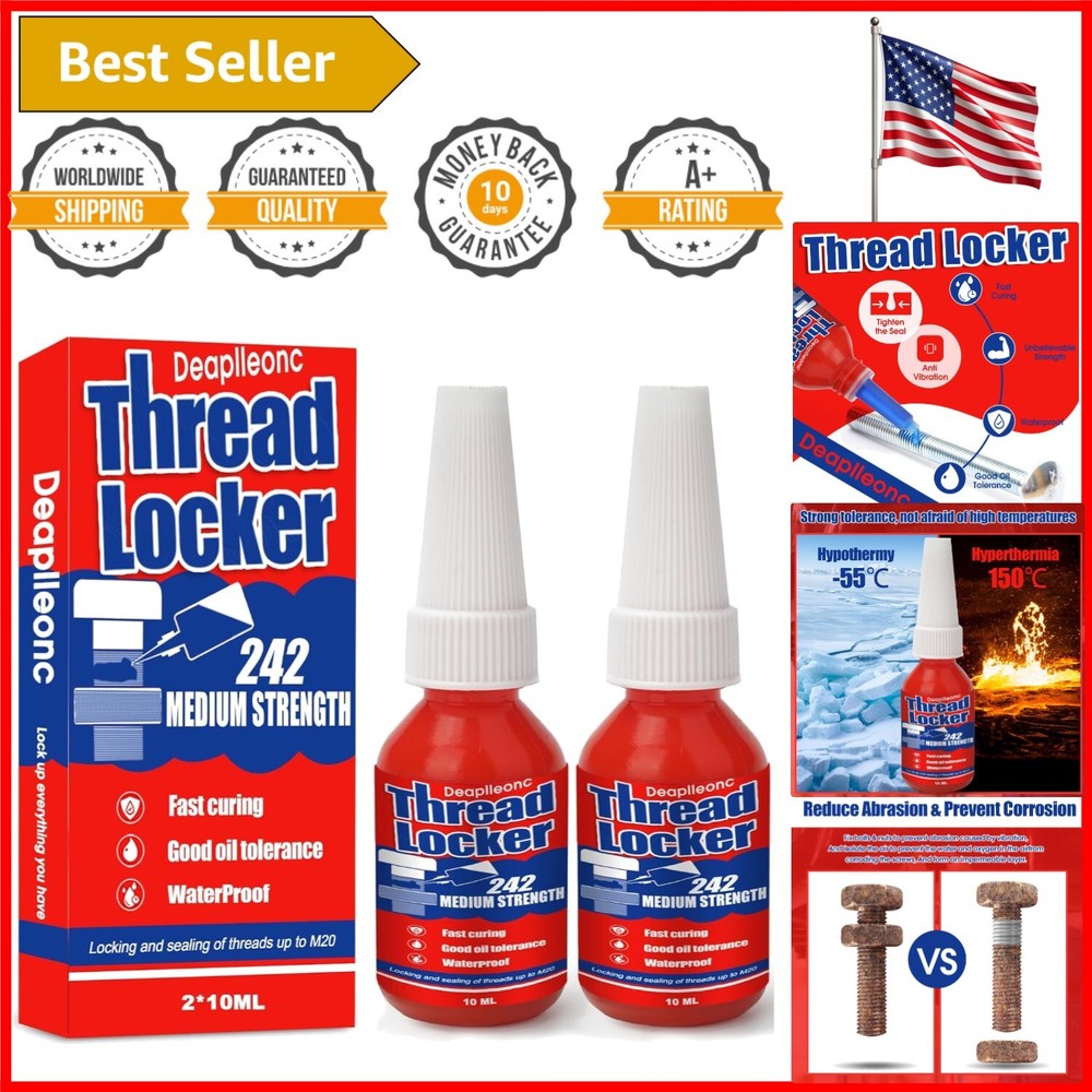 Thread Lock Medium Strength - Blue Lock Tight Threadlocker Prevents Nuts from...