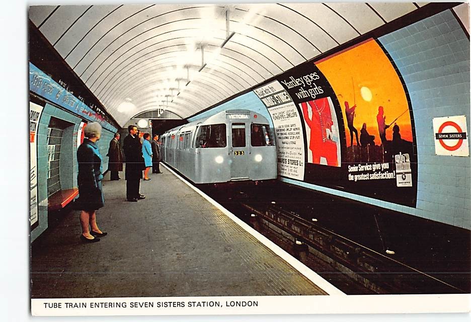 Postcard Train Entering Seven Sisters Station London England