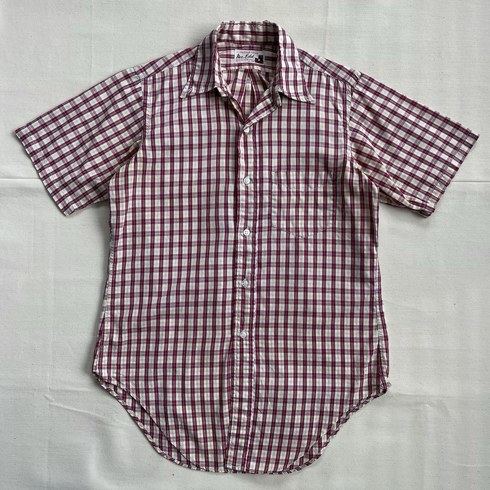 Vintage 60s Mr.Edd Cotton Plaid Button Down Rockabilly Shirt Size Small