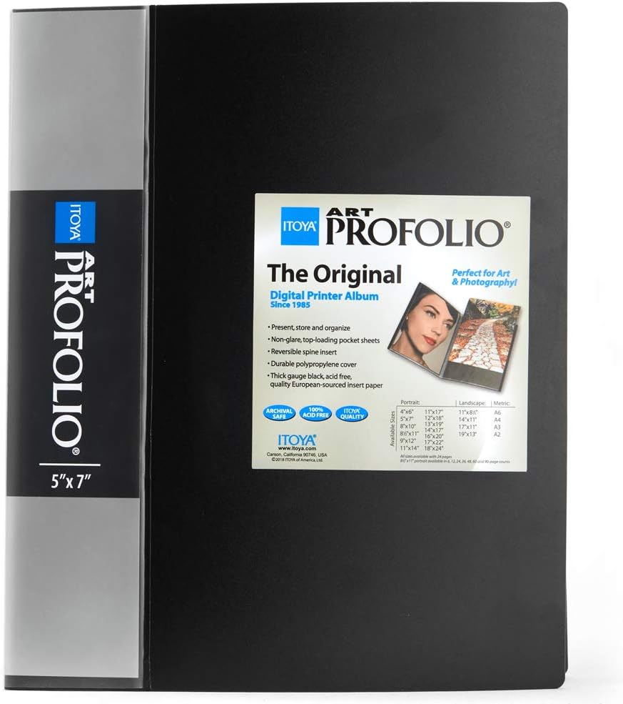 Itoya Art Profolio Portfolio 5 X 7 Inches Storage Display Book, 24 Sleeves for 4