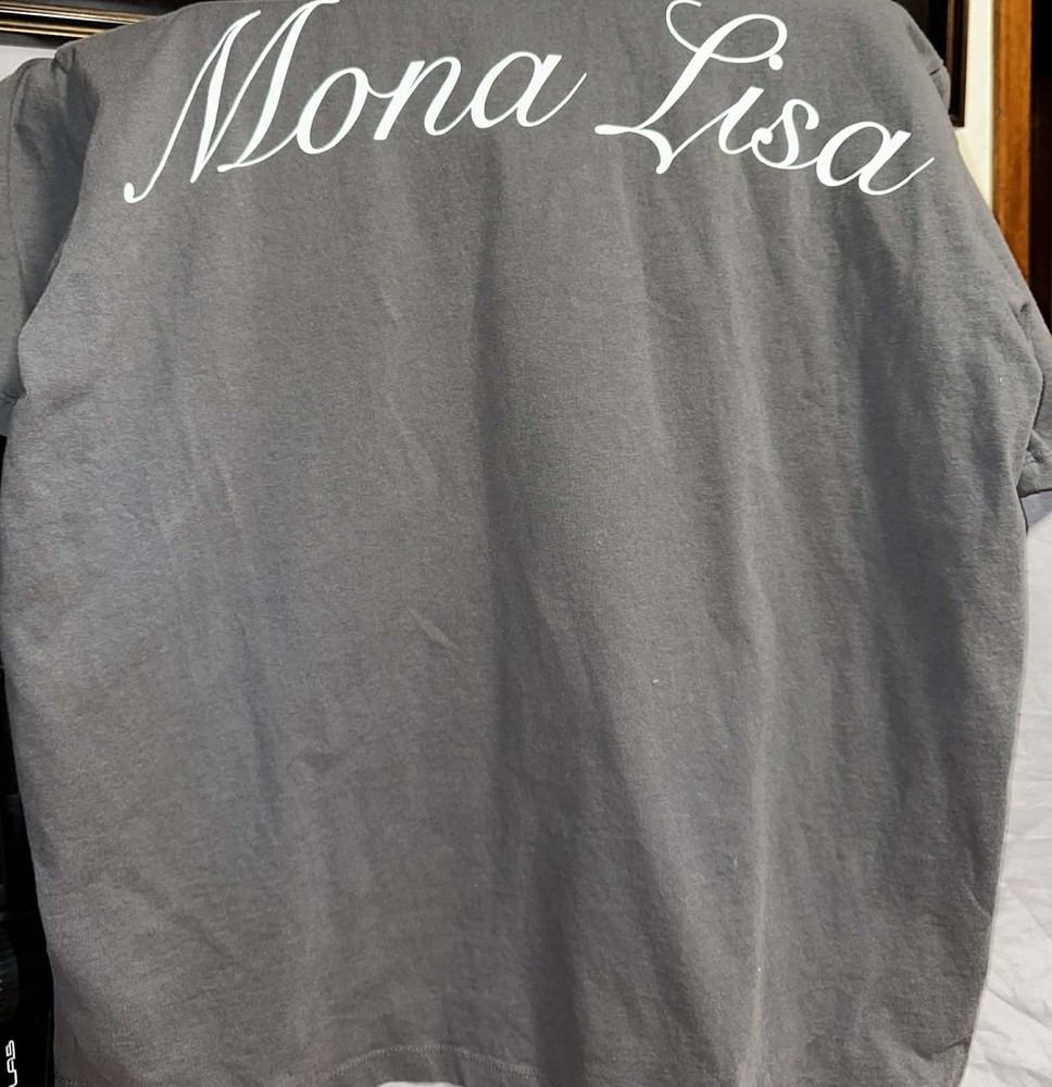 Bershka Men's Mona Lisa Graphic Gray Short Sleeve Crew Neck T-Shirt Size L