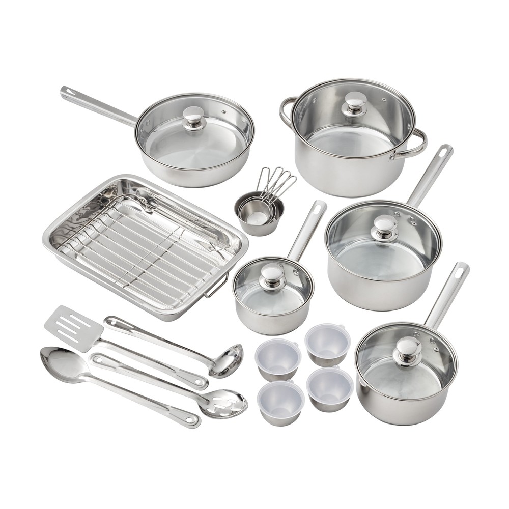 Mainstays 24 Piece Oven Safe Stainless Steel Cookware set