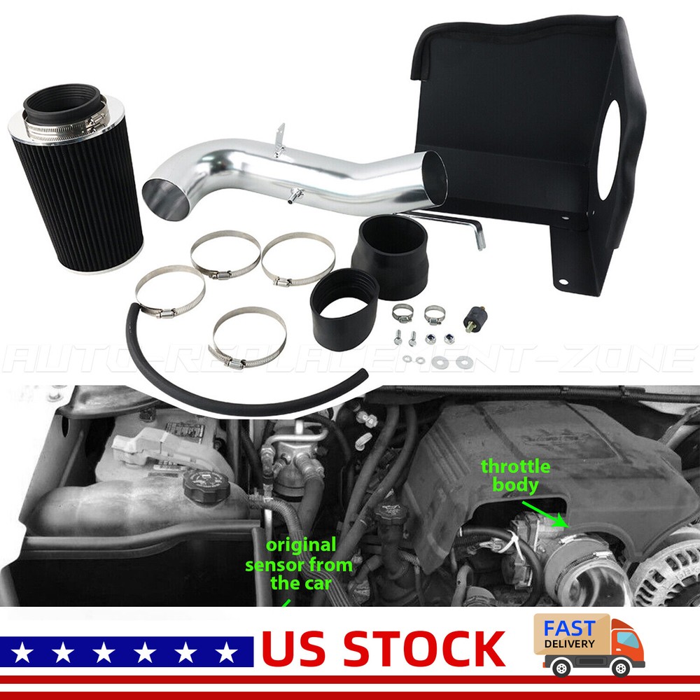 Cold Air Intake System + Filter Fit 2007-08 GMC Tahoe Yukon 4.8L 5.3L V8 Engine