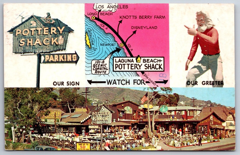 Roadside~Pottery Shack Laguna Beach California~Vintage Postcard