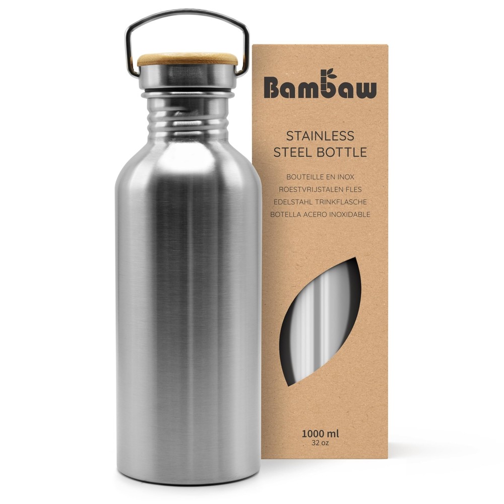 32 oz Single Wall Stainless Steel Metal Water Bottle Non-Insulated