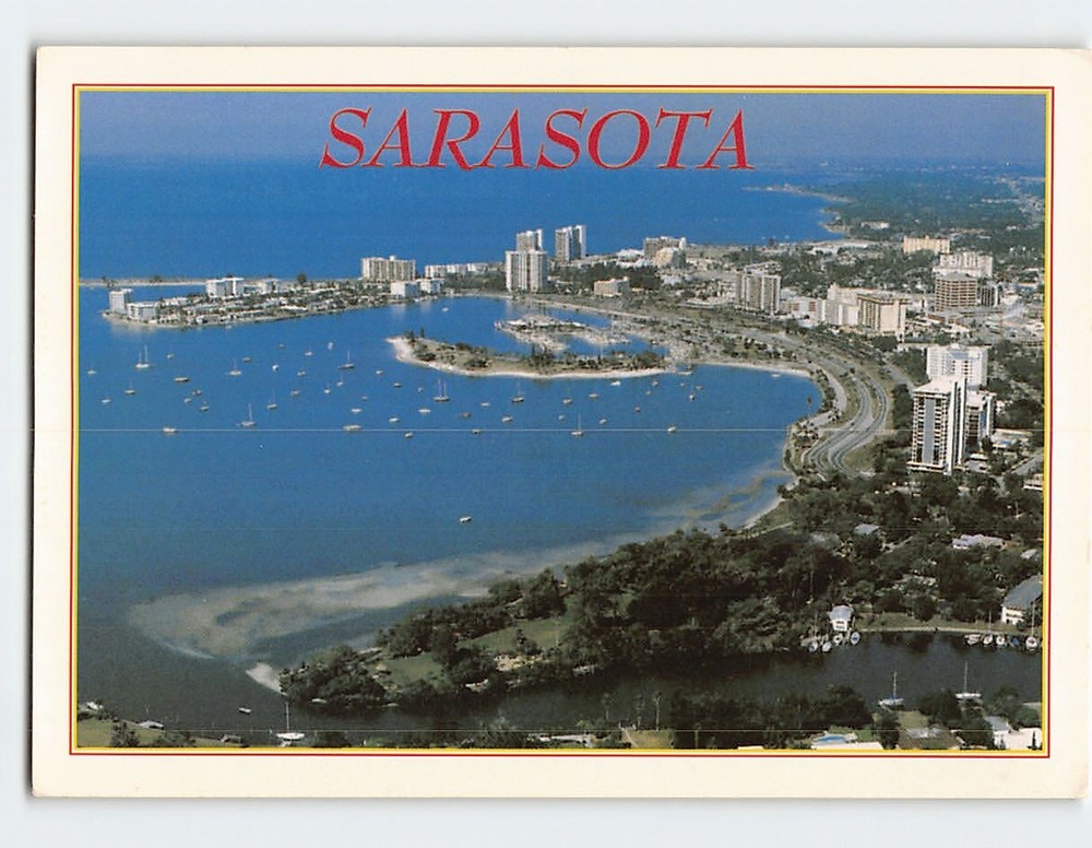 Postcard Aerial View Sarasota Florida USA
