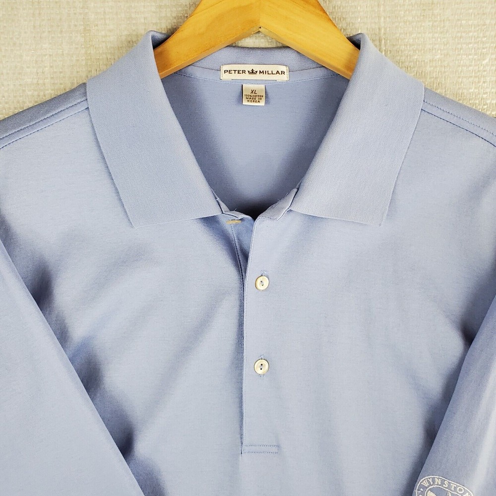 PETER MILLAR Size XL Indigo Blue Mens Polo Shirt Golf Cotton Stretchy