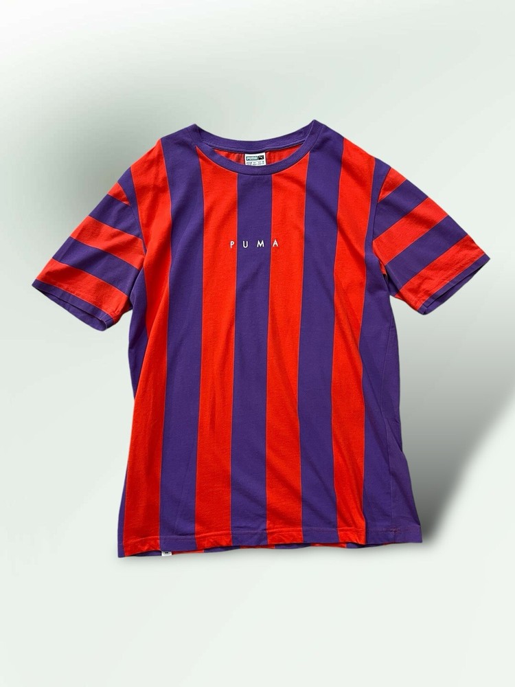 PUMA X Urban Outfitters Red Purple Striped T-Shirt Size XS Football Shirt Style