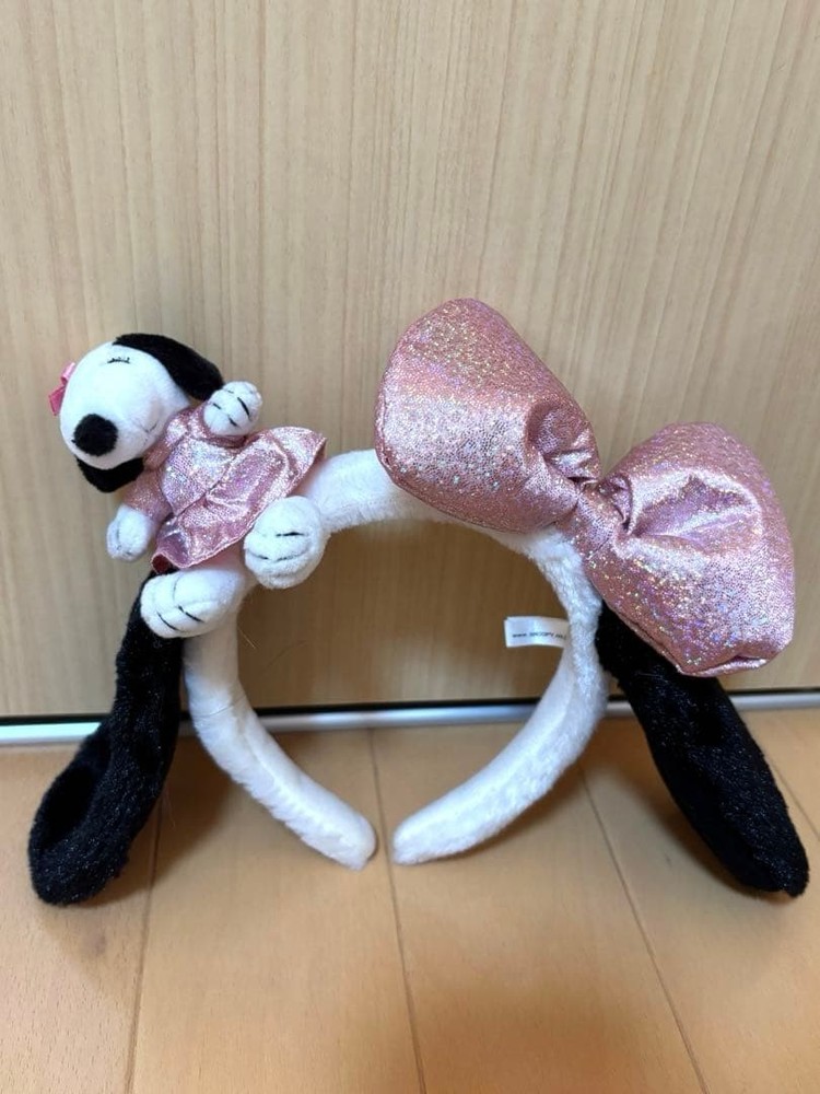 Snoopy Headband with Ribbon Pink & Black Theme Park Costume