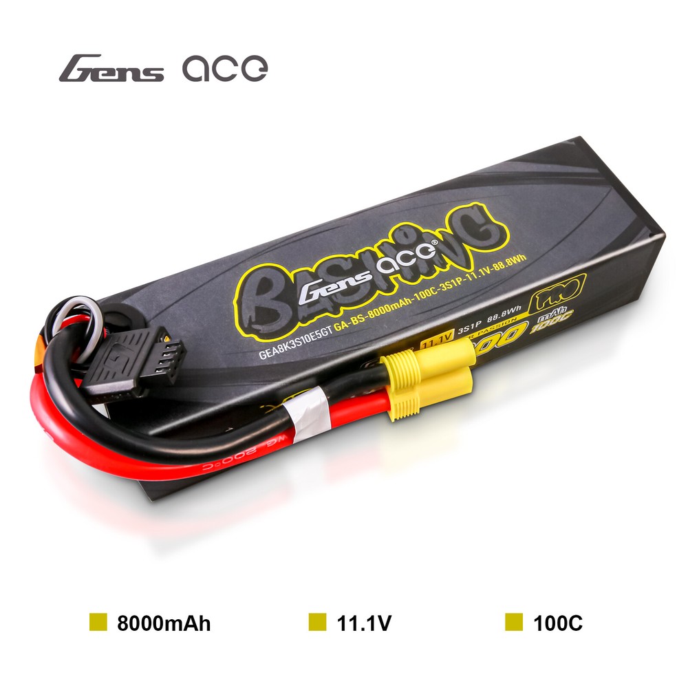 Gens Ace G-Tech Bashing Pro 8000mAh11.1V 100C 3S Lipo Battery EC5 For Arrma Car-image