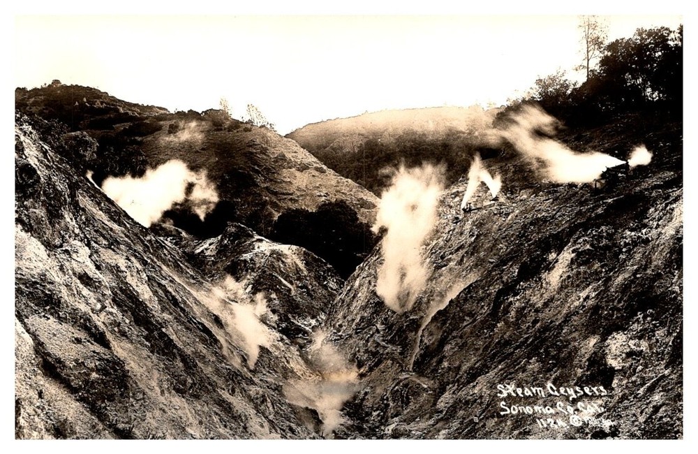 1930s Steam Geysers at Sonoma Cloverdale California Vintage Real Photo Postcard