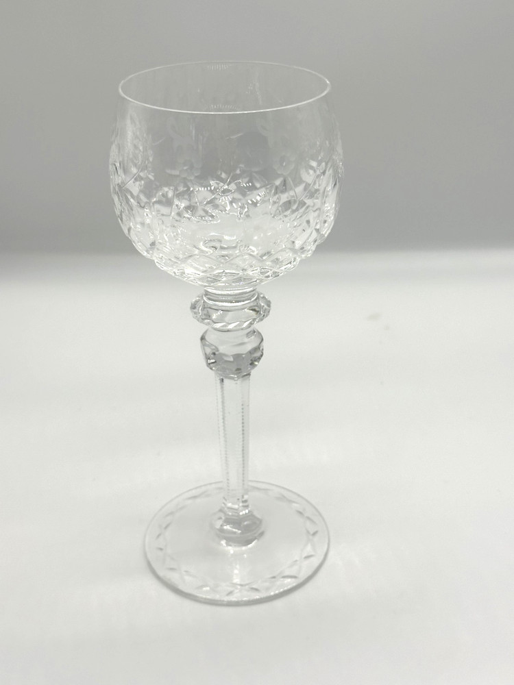 Rogaska Fine Crystal Gallia Slovenia Luxury Wine Glass Goblet Hand Etched 8”