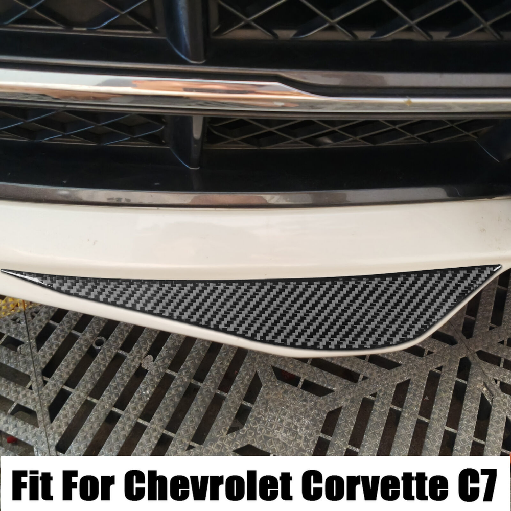 2PCS Carbon Fiber Front Lip Corner Sticker Trim For Corvette C7 2014-19
