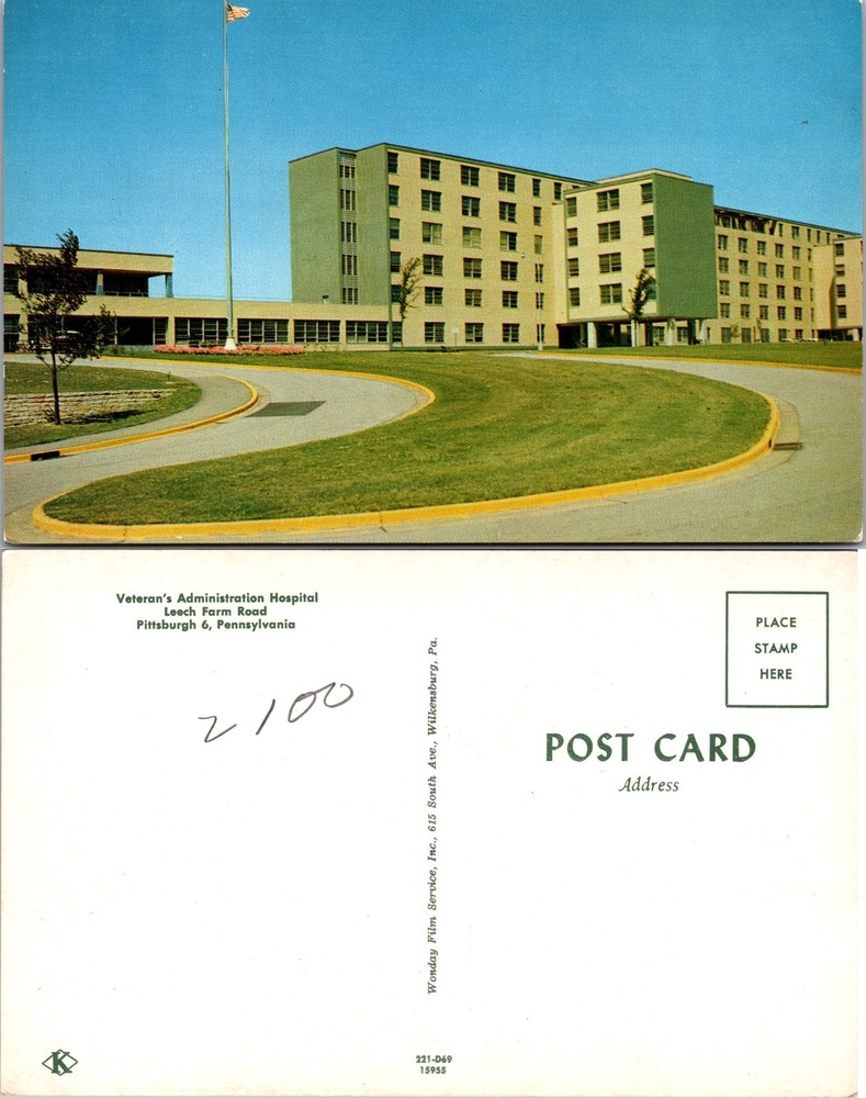 Veterans Administration Hospital Pittsburgh Pennsylvania Postcard