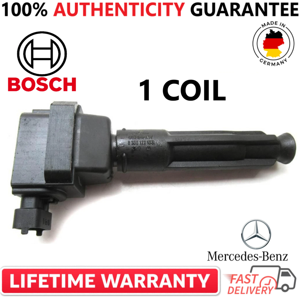 x1 OEM BOSCH Ignition Coil For 1996-1999 Mercedes-Benz 4.2L 5.0L, 0221504001