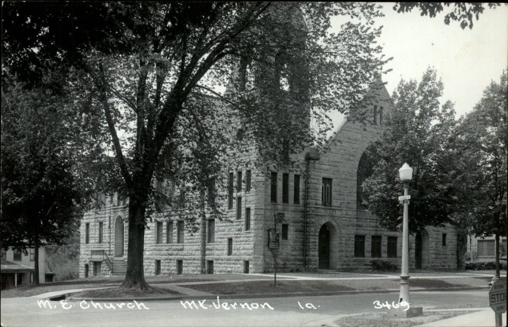 RPPC M.E. Church Mt Vernon Iowa ~ Kodak real photo postcard